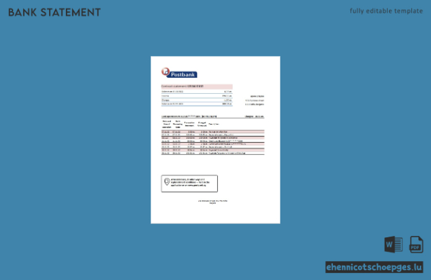 Beispiel eines Kontoauszugs der Bulgaria Postbank (Excel-Vorschau)